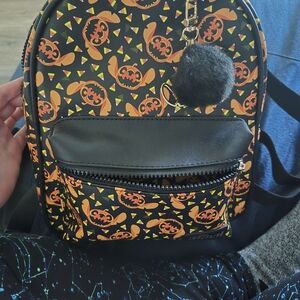 Bioworld Black and Orange Stitch Mini Backpack